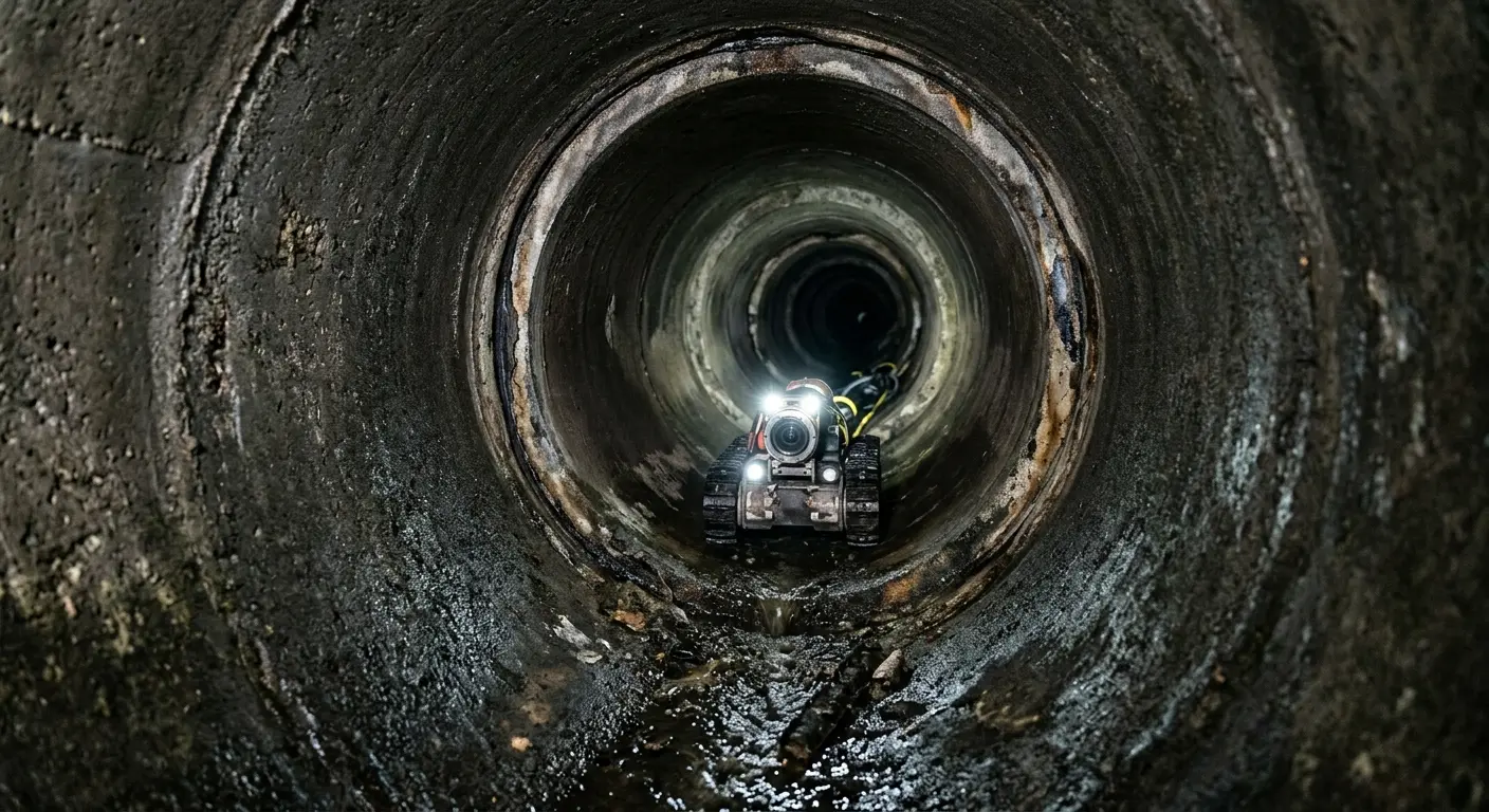 Robotic sewer camera inspecting pipe interior for Drain Snake Service in Dayton